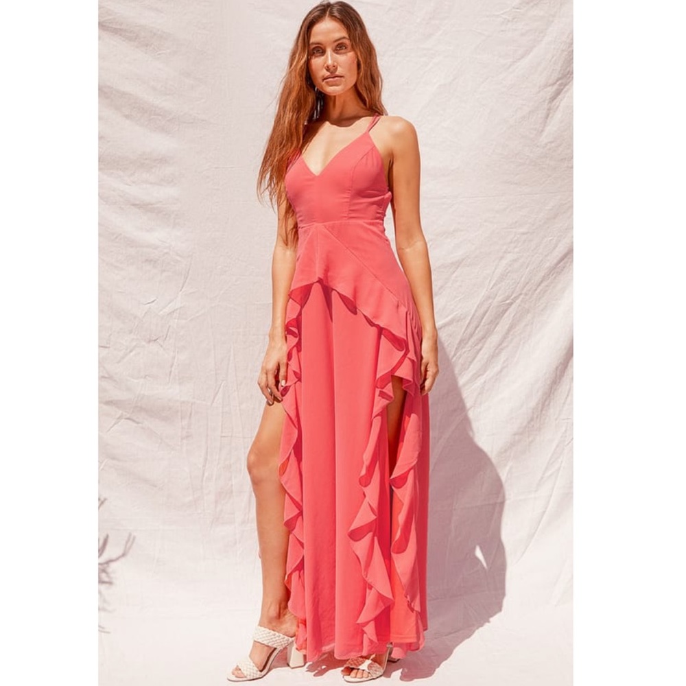 Lulus Sleeveless Ruffled Maxi Dress